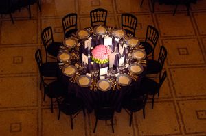 Table set up for corporate event at Grosvenor House